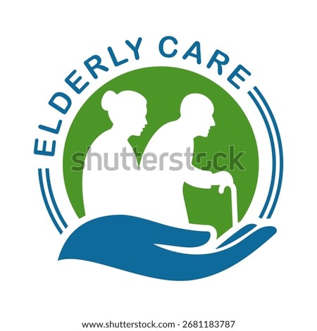 Elderly care logo vector in circle blue and green