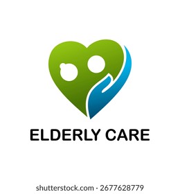 Elderly care logo vector in love blue and green
