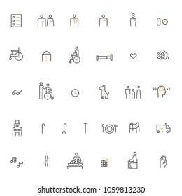 elderly care and medical rehabilitation service icon set