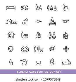 elderly care service icon set