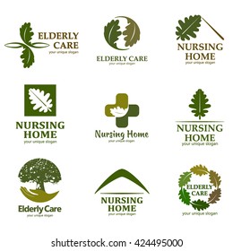 Elderly care. Vector logo for design the nursing home