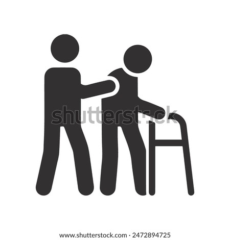 Elderly caregiver support vector icon