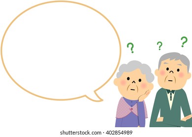 Elderly couple with blank text bubble,Balloon