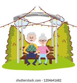 elderly couple cartoon