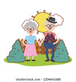 elderly couple cartoon