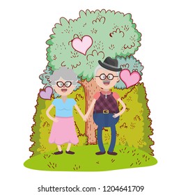 elderly couple cartoon