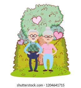 elderly couple cartoon
