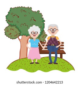 elderly couple cartoon