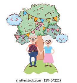 elderly couple cartoon