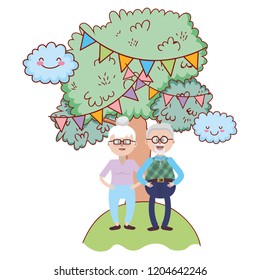 elderly couple cartoon