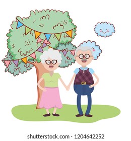 elderly couple cartoon
