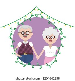 elderly couple cartoon