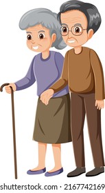 Elderly couple cartoon character illustration