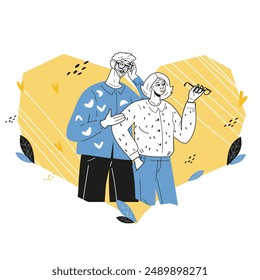 Personajes de pareja de ancianos para cuidado y seguro de salud, programas de ahorro para la jubilación y concepto de salud, Ilustración vectorial plana aislada en blanco. Ahorro para la jubilación y cuidado de personas mayores.