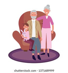 elderly couple with child