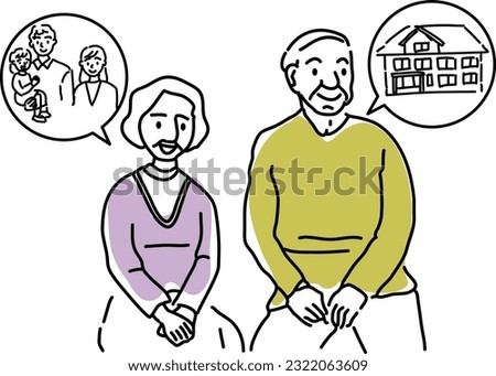 elderly couple consult about inheritance hand drawing illustration, vector