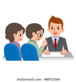Elderly couple consult with adviser