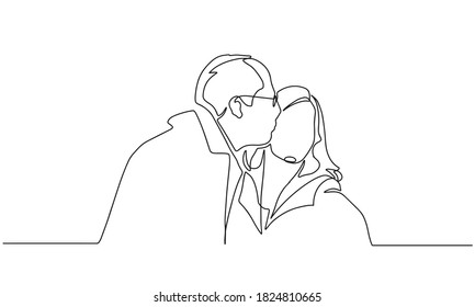 Elderly couple in continuous line art drawing style  Romantic elderly couple  Old grandfather   grandmother  Continuous one line drawing  Happy grandparents isolated white background 