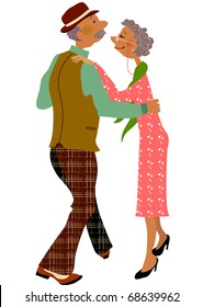 elderly couple dancing