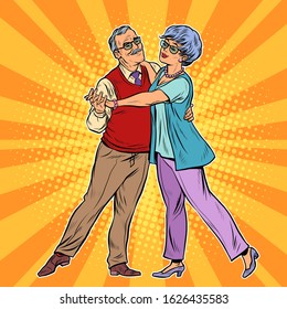 Elderly couple dancing. Pop art retro vector illustration 50s 60s style