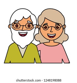 elderly couple embrace characters white background