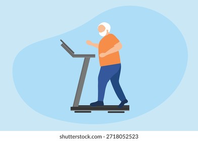 Pareja de ancianos ejercita la Ilustración vectorial. Estilo de vida saludable de las personas mayores, envejecimiento saludable para el concepto de cuidado de personas mayores
