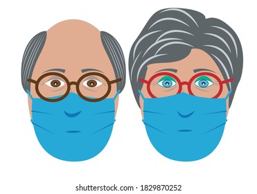 
Elderly couple with face mask