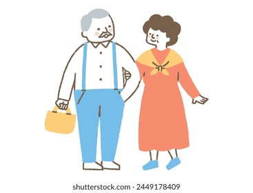 Elderly couple with folded arms shopping_Color