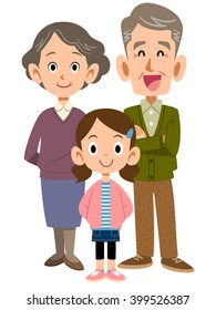 Elderly couple and grandson