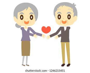 Elderly couple and heart