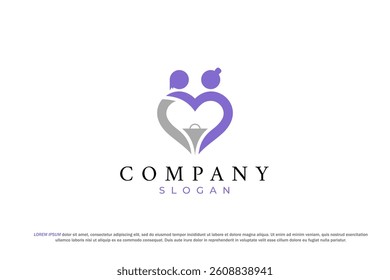 Elderly Couple Heart Logo shopping bag store shop logo