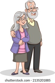 Elderly couple holding hands.Grandparents together. grandfather. An elderly couple. A man and an old woman.vector illustation