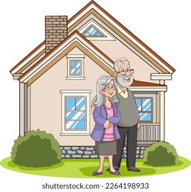 Elderly couple holding hands.Grandparents together. grandfather. An elderly couple. A man and an old woman.vector illustation