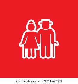 Elderly Couple Icon, Graphic Resource Template, Vector Illustration.