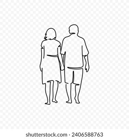 Elderly couple linear vector illustration