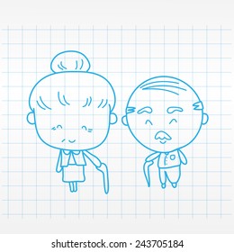 Elderly couple of lover Vector illustration