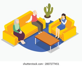 Elderly couple marriage consultation isometric 3d isometric 3d vector concept for banner, website, illustration, landing page, flyer, etc.