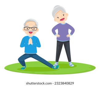 pareja de ancianos practicando yoga. Abuelos activos haciendo ejercicios. Deporte. Ejercicios de la mañana. La familia disfruta del deporte y de un estilo de vida saludable juntos pareja de ancianos.