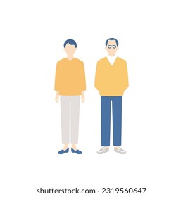 elderly couple. simple full body illustration