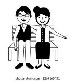 elderly couple sitting on bench