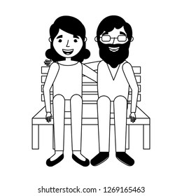 elderly couple sitting on bench