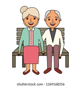 Elderly Couple Sitting On Bench Stock Vector (Royalty Free) 1269168256 ...