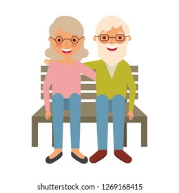 elderly couple sitting on bench
