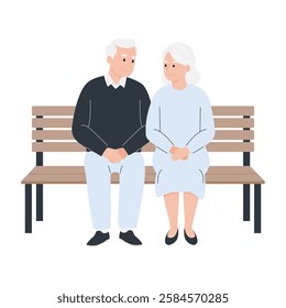 Elderly couple sitting on a park bench, sharing a quiet and meaningful moment together