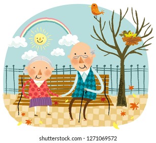 Elderly couple spending time together