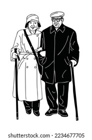 Pareja anciana de pie
estilo de vida de las personas dibujadas a mano