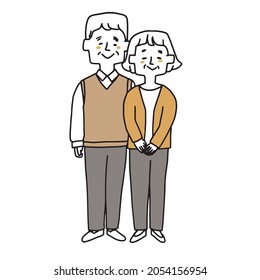 Elderly couple standing side by side