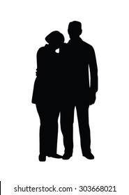 Elderly Couple Standing Vector Silhouette