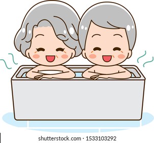 Elderly couple taking a bath