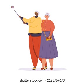 Elderly couple taking selfie a selfie photo. Seniors having an active social life.